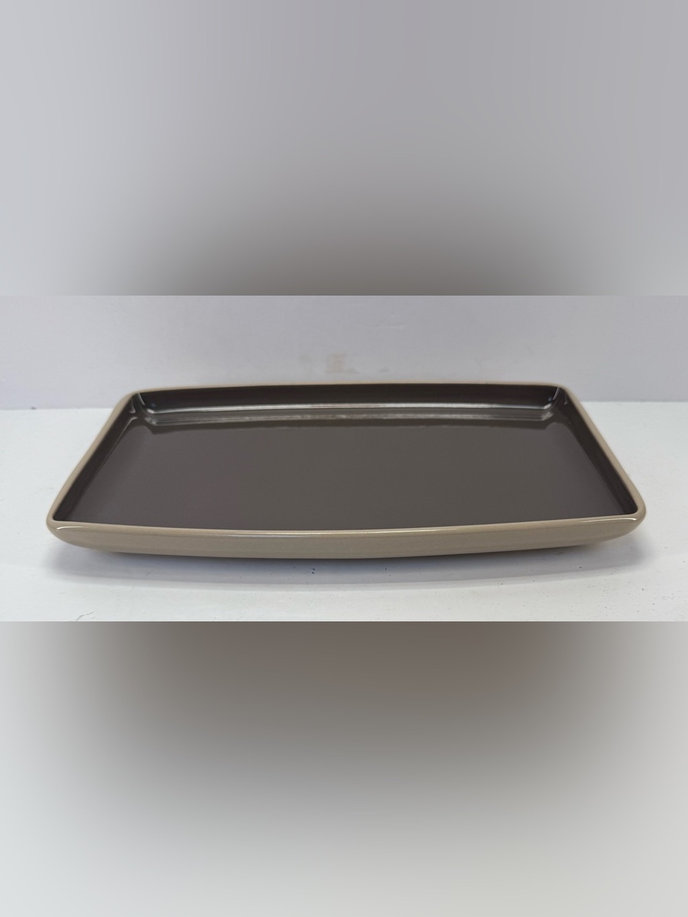 Pampered Chef Glazed stoneware brown and Beige Rectangular Platter